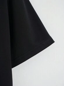 SHEIN EZwear 咖啡圖案短款T恤 - 黑色 - 查看 4