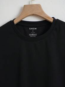 SHEIN EZwear 咖啡圖案短款T恤 - 黑色 - 查看 6