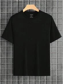 Hombres Camiseta con estampado de tigre y letra - Negro - Ver 2