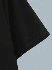 Hombres Camiseta con estampado de tigre y letra - Negro - Ver 4