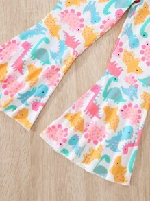 SHEIN Toddler Girls Ruffle Hem Cami Top & Floral Print Flare Leg Trousers - Multicolor - View 5