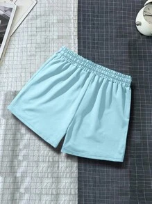 Manfinity Homme Men Letter Graphic Drawstring Waist Shorts - Baby Blue - View 2