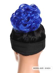 Short Curly Synthetic Hair Updo - Blue - View 2