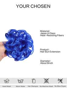 Short Curly Synthetic Hair Updo - Blue - View 3