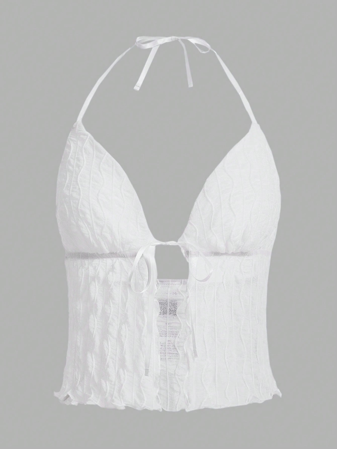 Tie front mesh halter top