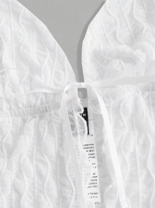 SHEIN ICON 前繫帶露背網紗掛脖上衣 - 白色 - 查看 3