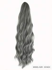 Nối tóc tổng hợp đuôi ngựa xoăn trung bình - Xám - Xem 2