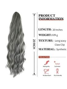 Nối tóc tổng hợp đuôi ngựa xoăn trung bình - Xám - Xem 4