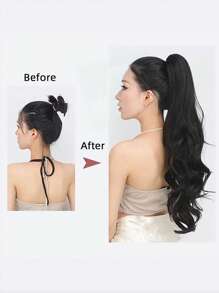 Nối tóc tổng hợp đuôi ngựa xoăn trung bình - Xám - Xem 5