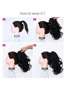 Nối tóc tổng hợp đuôi ngựa xoăn trung bình - Xám - Xem 6