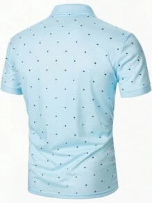 Manfinity Homme 男士滿版印花POLO衫 - 淺藍色 - 查看 2