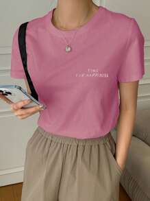 DAZY Slogan Graphic Tee - Hot Pink - View 2