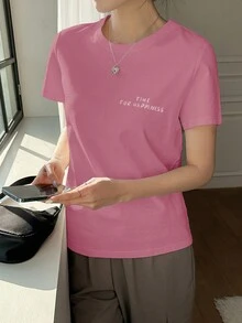 DAZY Slogan Graphic Tee - Hot Pink - View 3