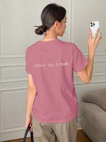 DAZY Slogan Graphic Tee - Hot Pink - View 5