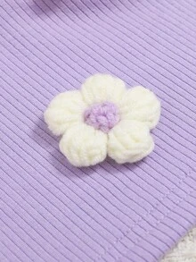 SHEIN 小女童花卉圖案補丁貼肩上打結吊帶上衣