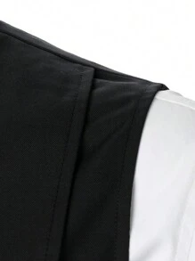 Manfinity Mode 男士1入組雙排釦馬甲和1入組西裝褲 - 黑色 - 查看 6