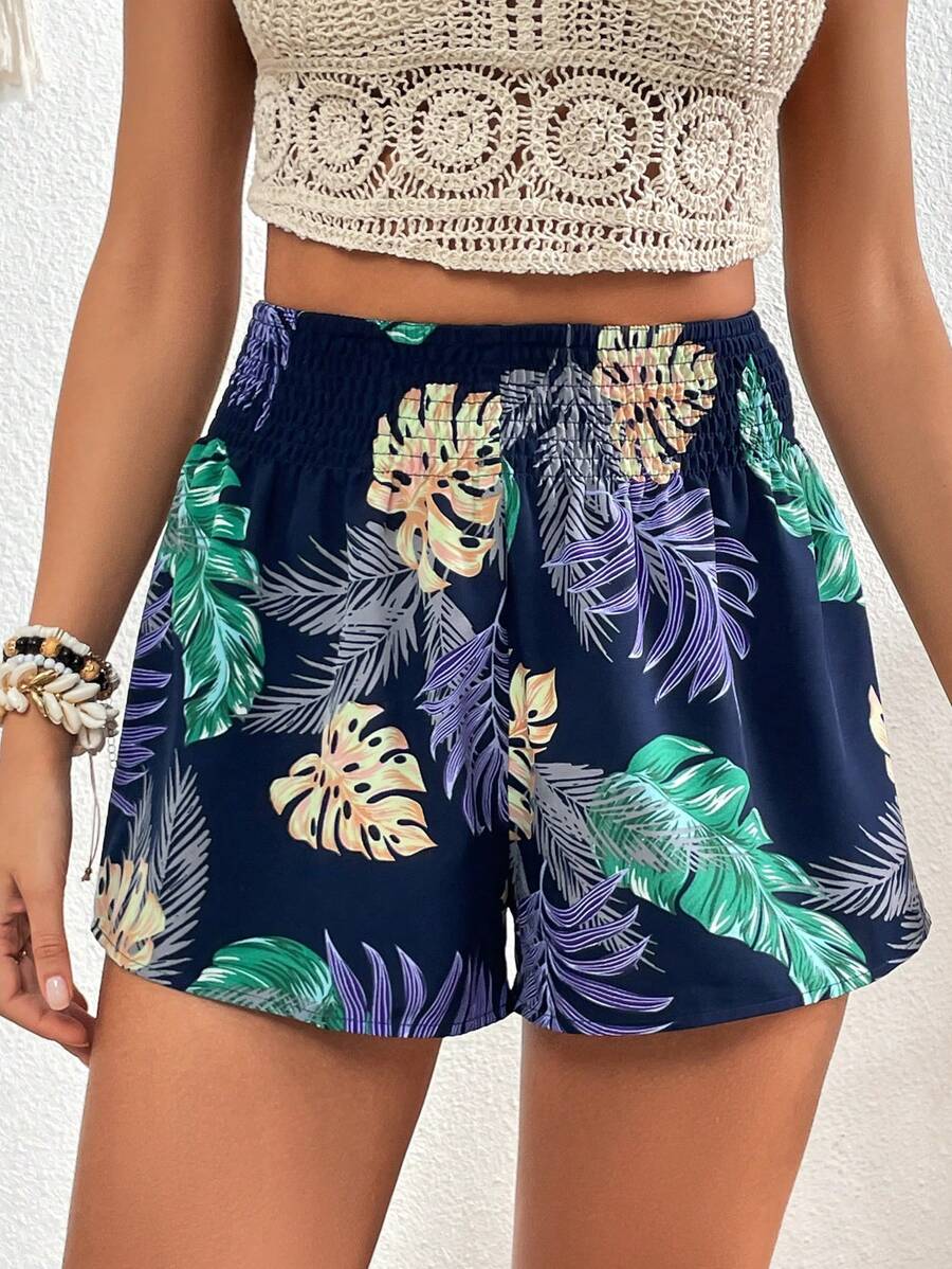 SHEIN VCAY Shorts mit weitem Beinschnitt Tropenmuster,