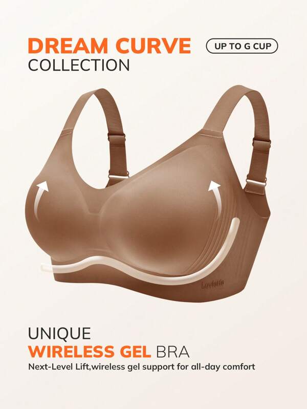 LUVLETTE Sutien sport Plus Dream Curve 2ndSkin fără fereastră, acoperire completă, fără cusături, cu susținere laterală, tip bralette, sutien invizible, lenjerie intimă, sport, antrenament, sutien lipicios