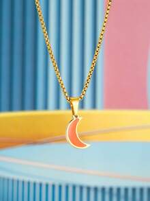 1入組兒童月亮吊墜不銹鋼項鏈適合派對