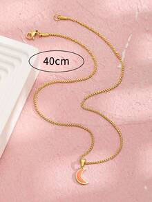 1入組兒童月亮吊墜不銹鋼項鏈適合派對