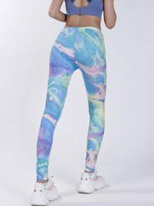大理石圖案緊身打底褲 - 彩色 - 查看 1