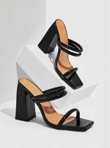 CUCCOO SZL 女士極簡穆勒鞋,粗跟時尚涼鞋 - 黑色 - 查看 5