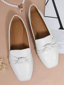 結飾方頭樂福鞋 - 白色 - 查看 3