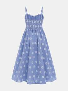 SHEIN Girls Floral Print Cami Dress - Blue - View 2