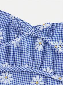 SHEIN Girls Floral Print Cami Dress - Blue - View 3