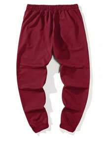 Manfinity Hypemode Loose Fit Men's Letter Graphic Slant Pocket Sweatpants, Men Joggers Quick Ship - Burgundy - View 2