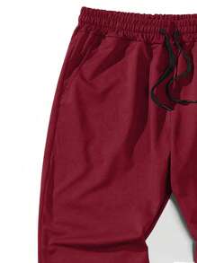 Manfinity Hypemode Loose Fit Men's Letter Graphic Slant Pocket Sweatpants, Men Joggers Quick Ship - Burgundy - View 3