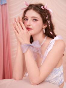 SHEIN MOD 女性蝴蝶結裝飾時尚的日常發圈,可愛 - 彩色 - 查看 3