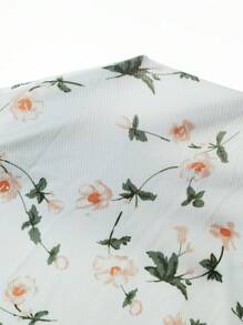 Floral Print Lettuce Trim Cami Romper - White - View 6