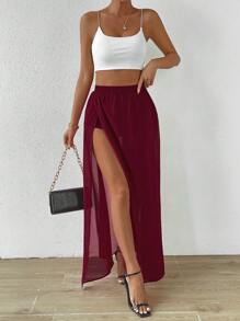 Chiquease 素色高衩半身裙