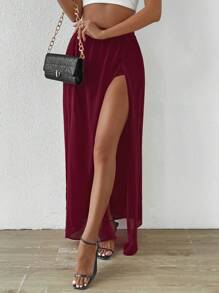 Chiquease 素色高衩半身裙