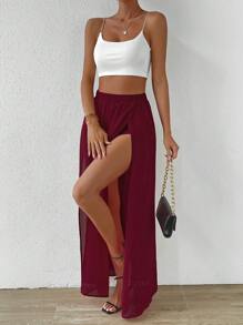 Chiquease 素色高衩半身裙