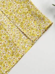 SHEIN LUNE Váy Plus Size Xù Dây kéo Tách cao Họa tiết hoa Boho - Màu vàng - Xem 4