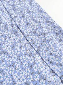 SHEIN Holidaya Váy Plus Size Xù Tách cao Họa tiết hoa Boho - Màu xanh lam - Xem 6