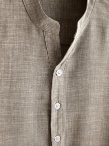 Manfinity Homme 男士半扣扣領滾邊袖衫