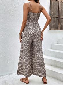 SHEIN Frenchy 滿版印花腰帶吊帶連體褲 - 彩色 - 查看 2