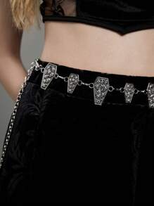 ROMWE Goth 1pc Women Skull Decor Zinc Alloy Funky Belt
