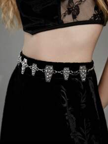 ROMWE Goth 1pc Women Skull Decor Zinc Alloy Funky Belt