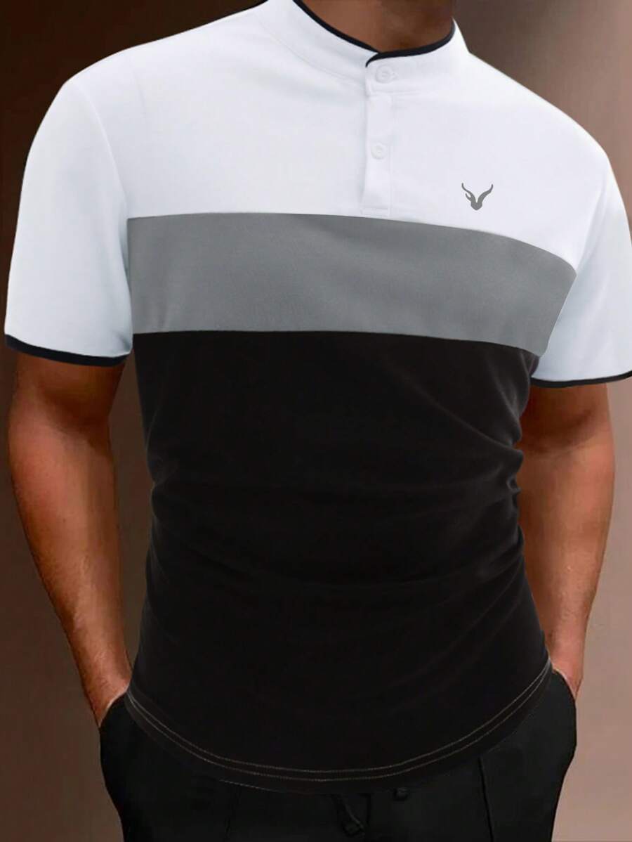 Manfinity Homme 男士撞色POLO衫 - 黑色 - 查看 1