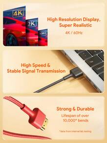 JMMO 高速尼龙 HDMI 兼容电缆 3 英尺 18Gbps 4K/60Hz 1080P HDMI 兼容尼龙编织电缆适用于所有家庭和办公设备圣诞礼物，秋冬必备品 - 黑色 - 查看 3