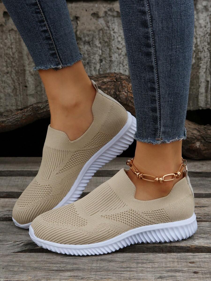 Zapatos de atletismo plano cómodo deportivo , súper ligero - Caqui - Ver 1