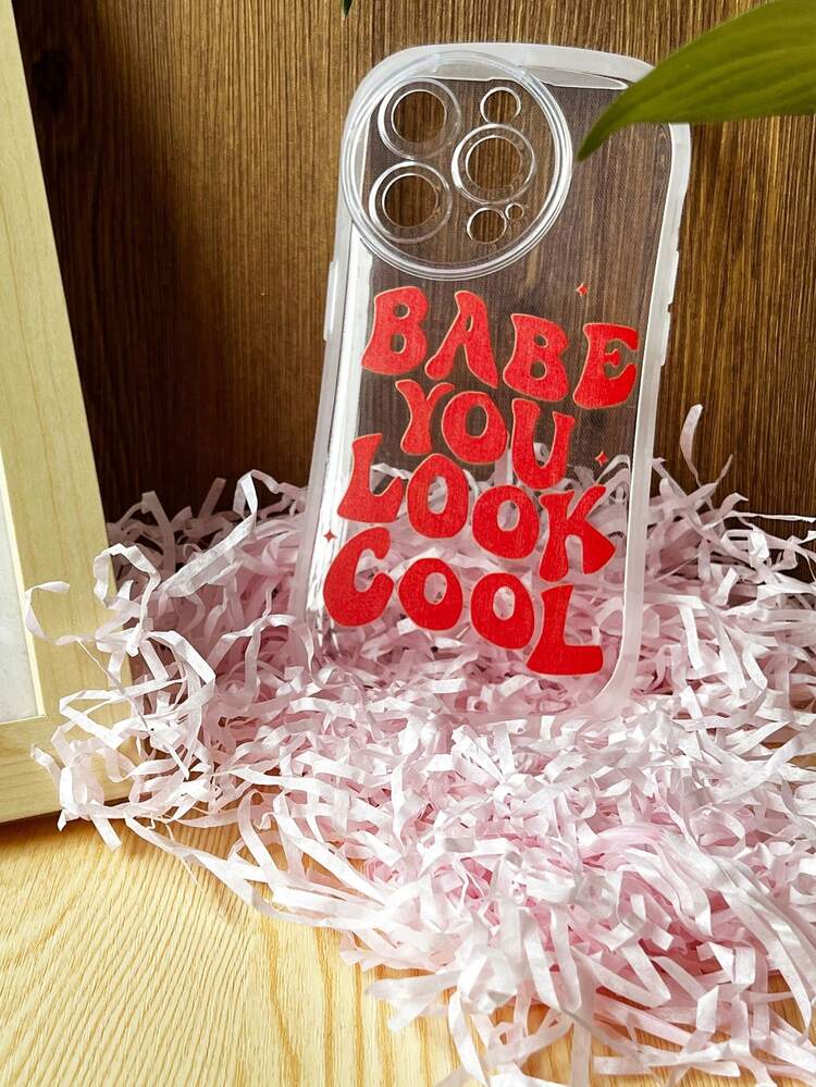1pc Letter Graphic Clear Phone Case - Clear - View 1