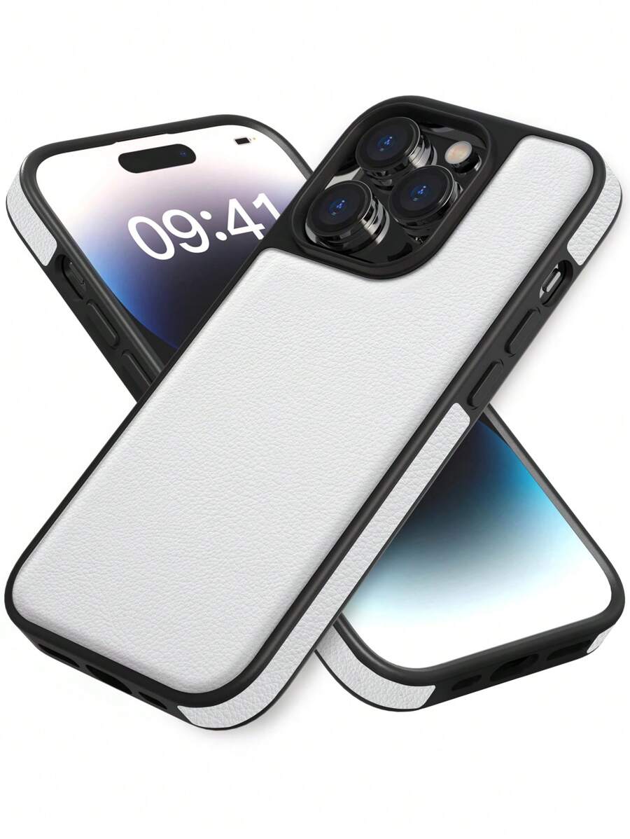 Habyby 男士pu商務風格防摔手機殼配備iphone 11/iphone 13/iphone 14/iphone 15/iphone 12 - 白色 - 查看 1