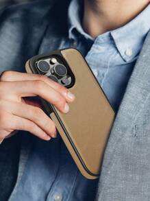 Habyby 男士PU商務風防摔手機殼，適用於iPhone 11/iPhone 13/iPhone 14/iPhone 15/iPhone 12 - 卡其色 - 查看 8