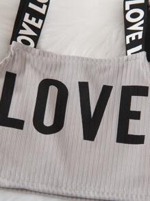 SHEIN Bộ thời trang bé gái Hem thô Bị tách Khối Màu Lá thư Giải trí - Nhiều màu - Xem 4