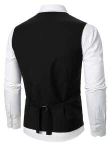Manfinity Mode Men 1pc Button Front Waistcoat - Black - View 2